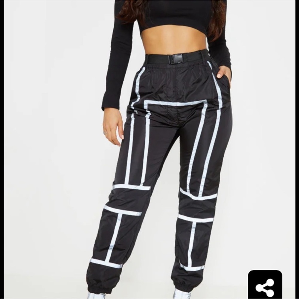 PrettyLittleThing High Waisted Reflective Joggers - Size: US 6